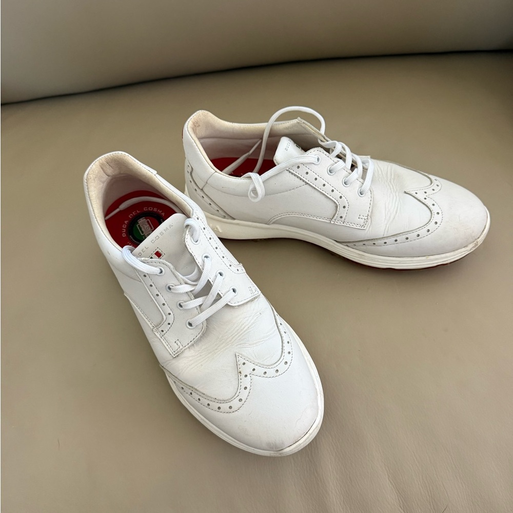 White Women's Leather Wingtip Sneakers by (unknown) - Picture 6 of 6